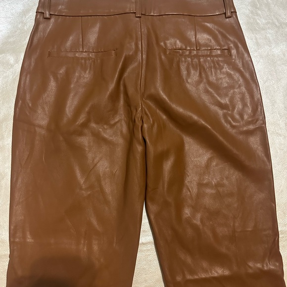 Zara Tan Faux Leather pants trousers in caramel camel size 6 - Picture 2 of 8